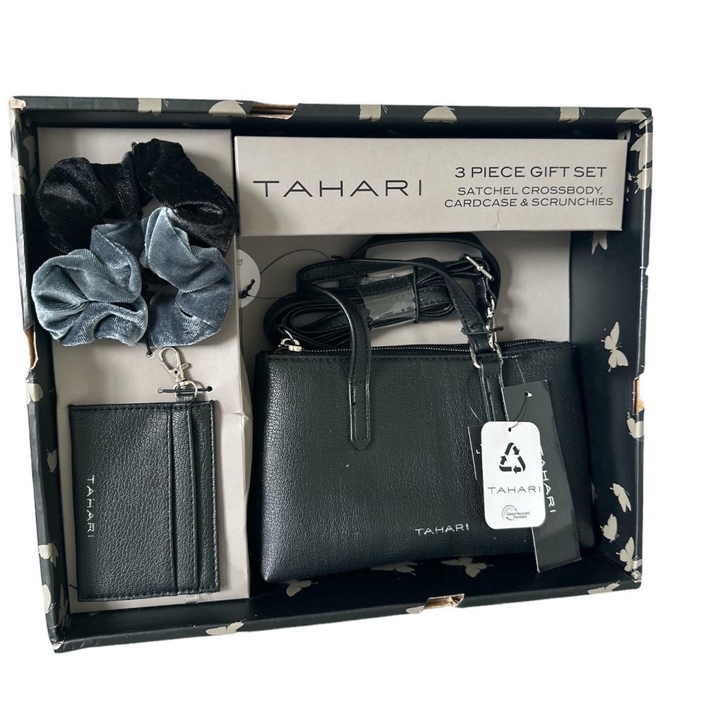 Tahari  3-Piece Gift Set - Satchel Crossbody, Cardcase & Two Scrunchies